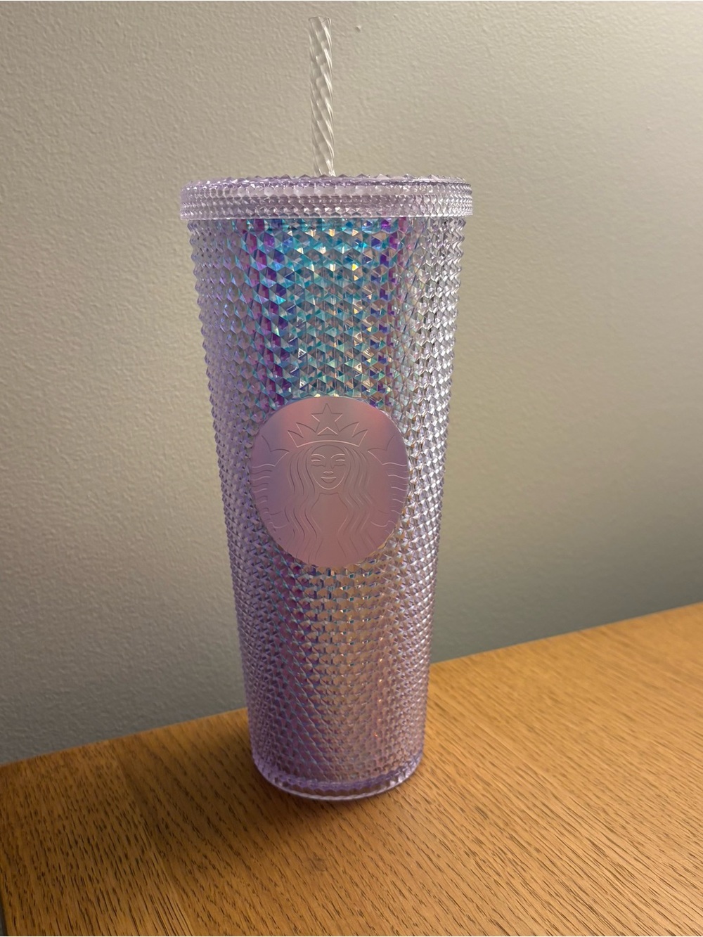 Starbucks Iridescent Lavender Studded Cold Cup with Twist Straw